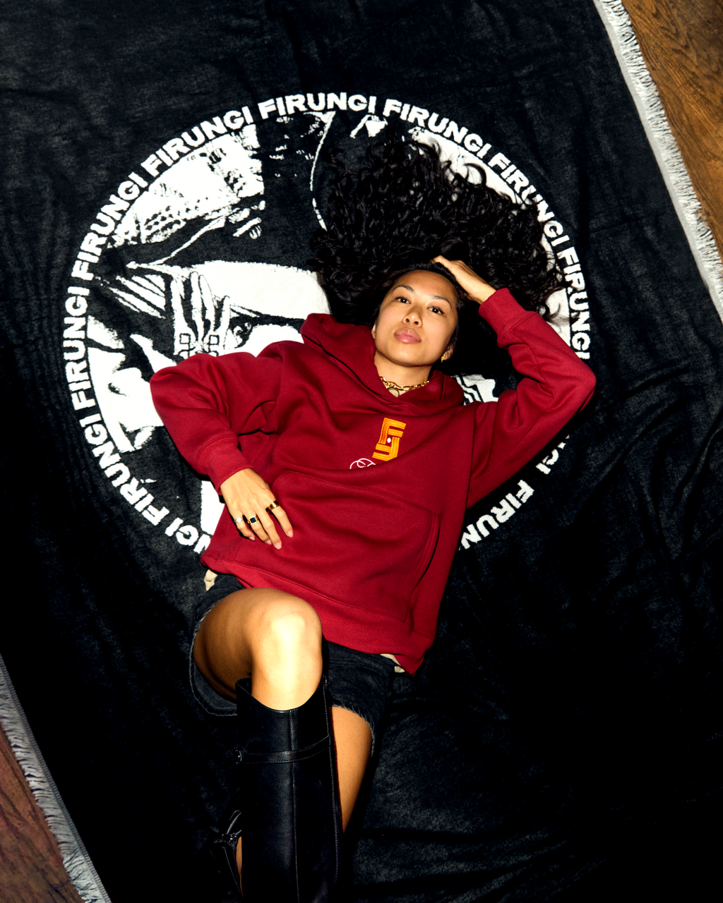 FIRUNGI RED TERRY HOODIE